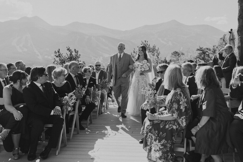 A Lodge at Breckenridge wedding ceremony with mountain views