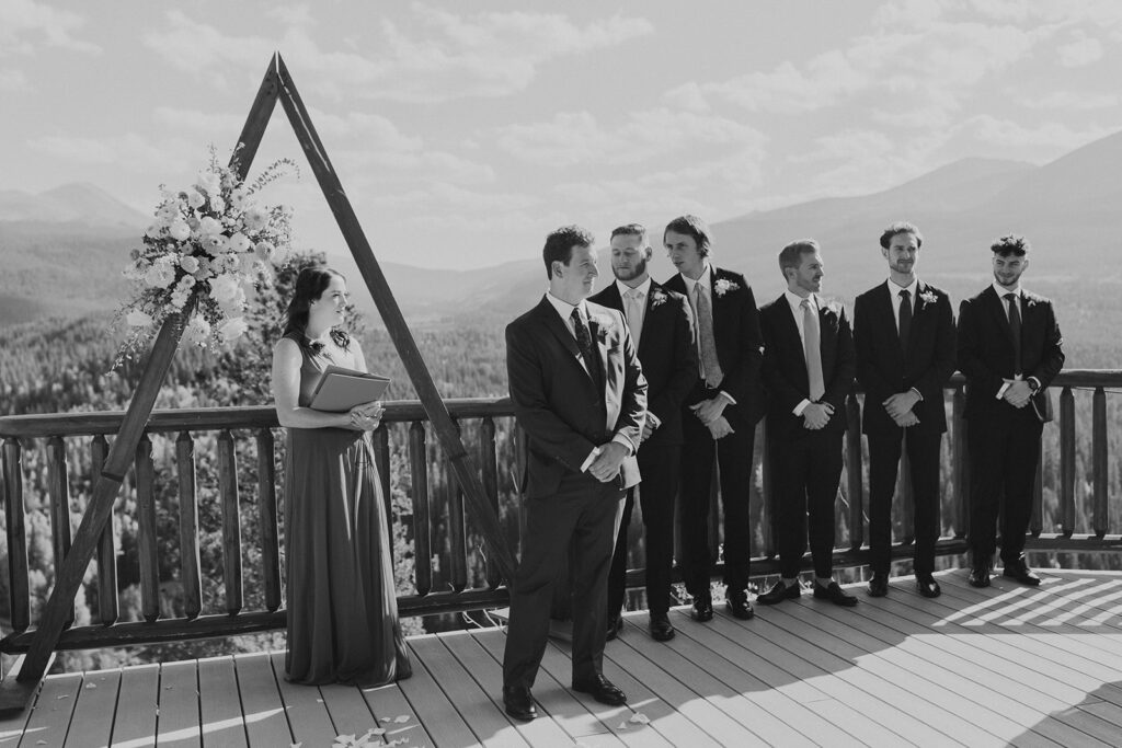 A Lodge at Breckenridge wedding ceremony with mountain views