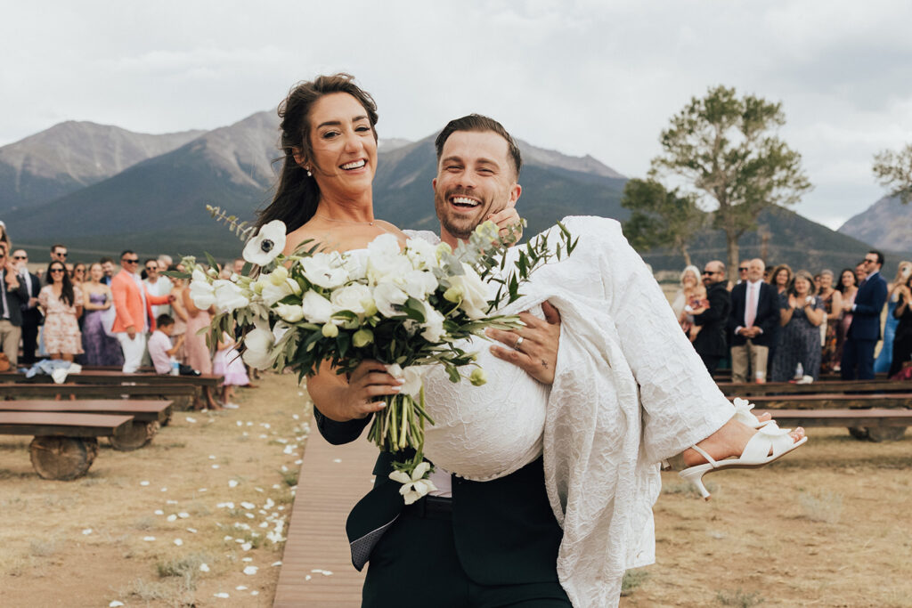 The Barn at Sunset Ranch wedding ceremony in Buena Vista, CO
