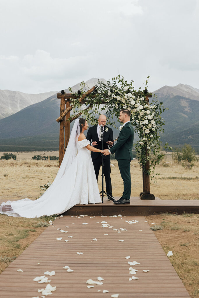 The Barn at Sunset Ranch wedding ceremony in Buena Vista, CO