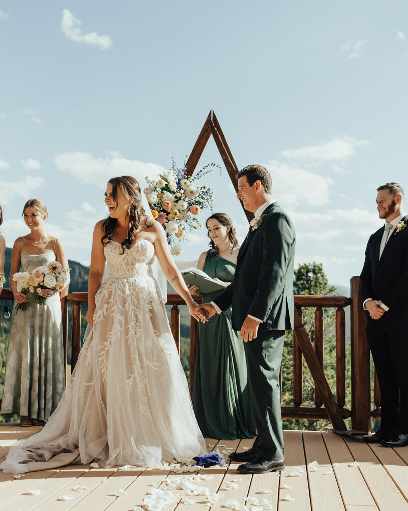 A Lodge at Breckenridge wedding ceremony with mountain views