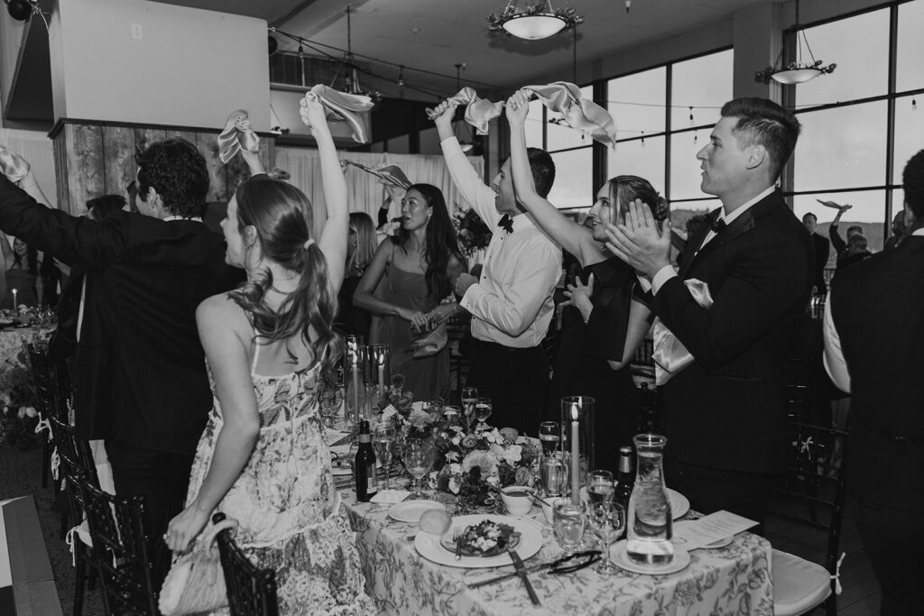 A lively mountain wedding reception at Steamboat Resort