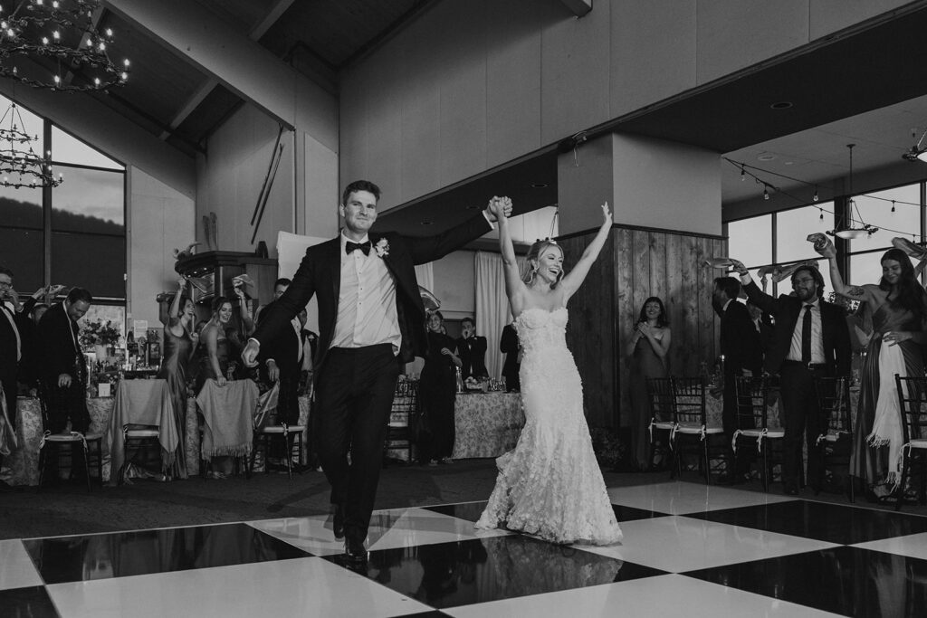 A lively mountain wedding reception at Steamboat Resort