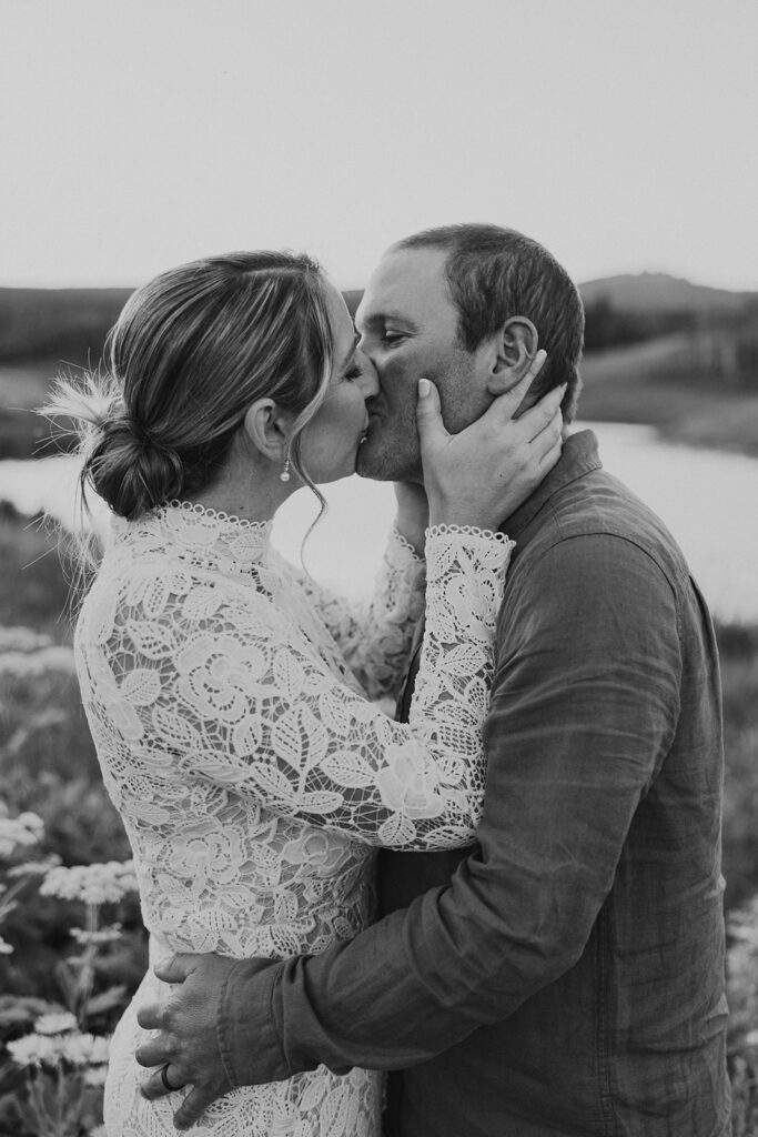 Rabbit Ears Pass wildflower elopement photos by an alpine lake