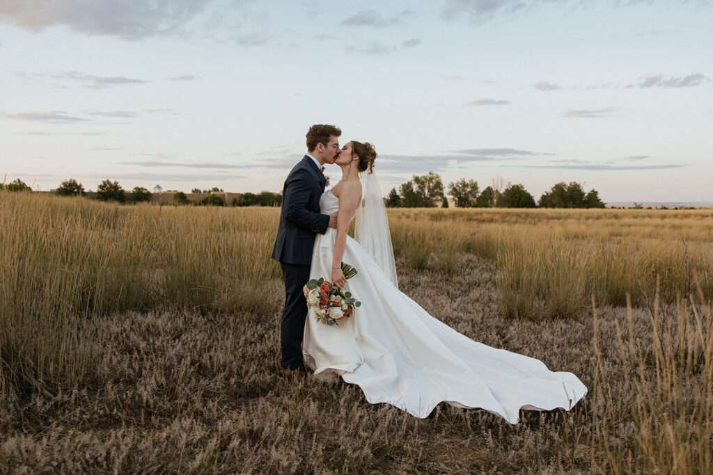 Sunset bride and groom photos in Colorado
