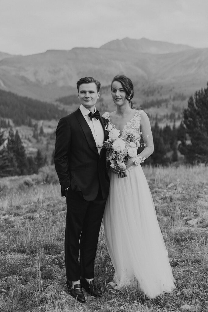 Bride and groom mountain portraits in Leadville, Colorado