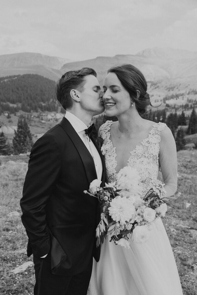 Bride and groom mountain portraits in Leadville, Colorado