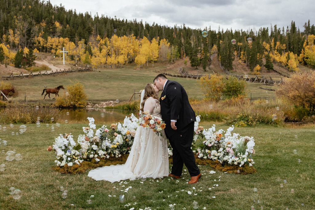 Beaver Meadows Resort Ranch wedding ceremony in the fall