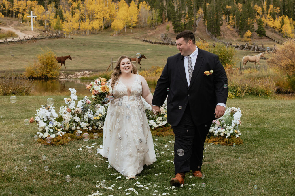 Beaver Meadows Resort Ranch wedding ceremony in the fall