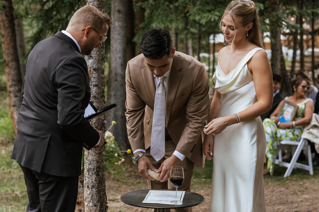 Breckenridge, Colorado micro wedding ceremony in the woods by the river